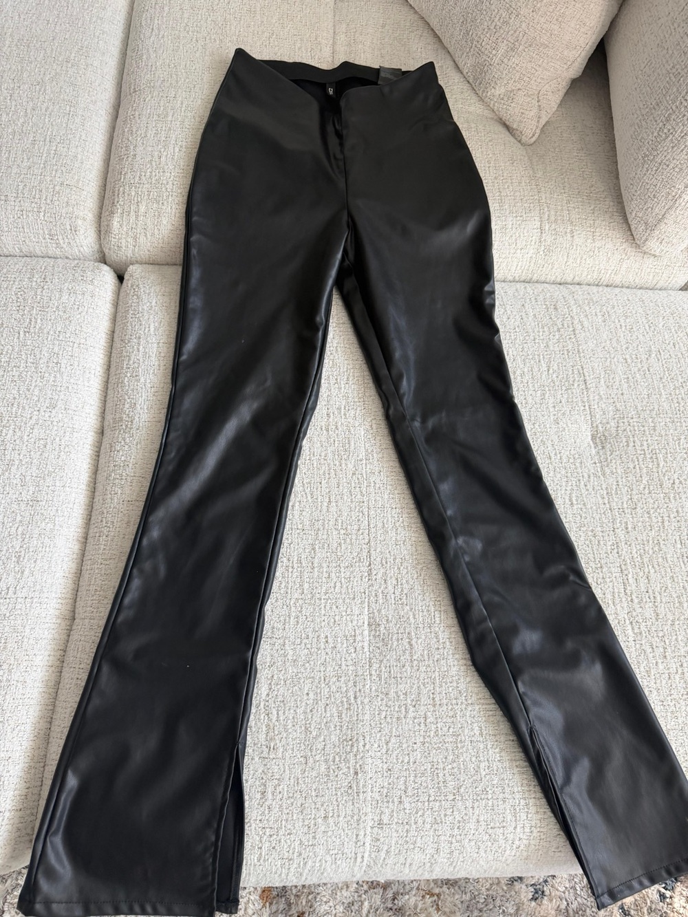 Black Faux Leather High-Waist Pants
